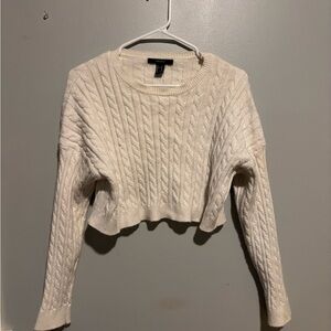 Women's White Cable Knit Sweater